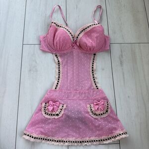 Victoria’s Secret Sexy Little Things French Maid Teddy Costume 36C Lace Apron